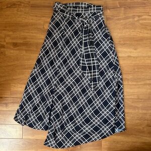 Tristan Navy and White Plaid A-Line Skirt
